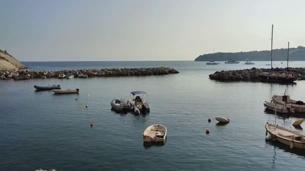 Procida Campania Italy Жовтня 2021 Огляд Риболовного Порту Marina Corricella — стокове відео