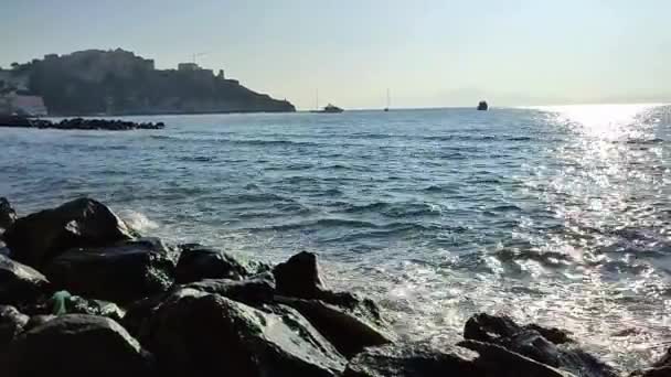 Procida Campania Italy October 2021 Procida Overview Corricella Bay Cliff — стоковое видео