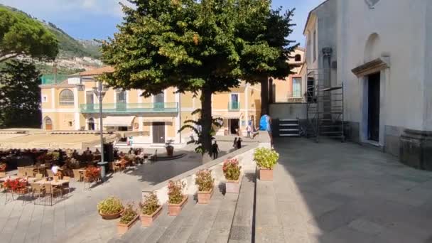 Ravello Campania Itália Setembro 2021 Panorama Praça Dos Degraus Duomo — Vídeo de Stock