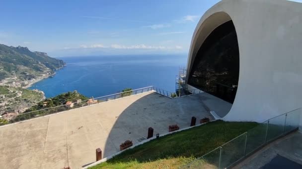 Ravello Campania Itália Setembro 2021 Panorama Auditório Oscar Niemeyer Partir — Vídeo de Stock