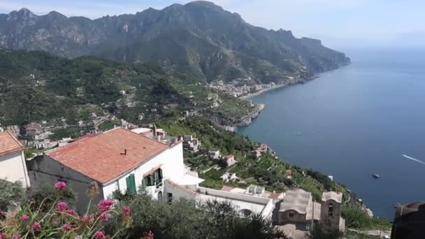 Ravello Campania Itália Setembro 2021 Vista Geral Costa Amalfi Igreja — Vídeo de Stock