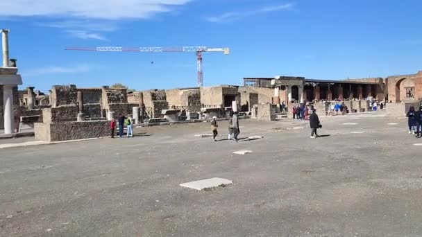 Pompei Campania Ottobre 2021 Panoramica Del Foro Civile Piazza Principale — Video Stock