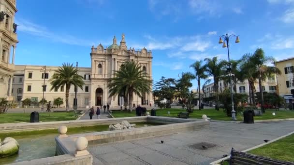 Pompeje Panoramica Del Santuario Dai Giardini Piazza Bartolo Longo — Wideo stockowe