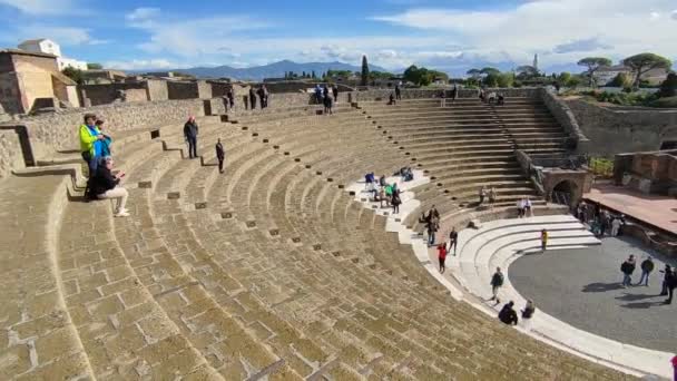 Pompei Campania Ottobre 2021 Panoramica Del Teatro Grande Nel Parco — Video Stock