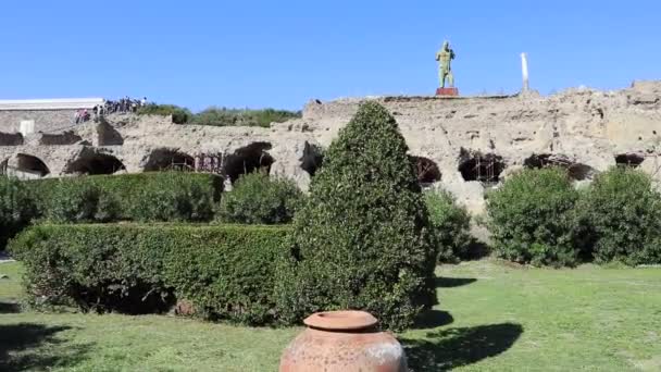 ポンペイ カンパニア イタリア 2021年10月14日 ポンペイの考古学公園の広場エズラのポルタ マリーナの入り口からの古代都市の概要 — ストック動画