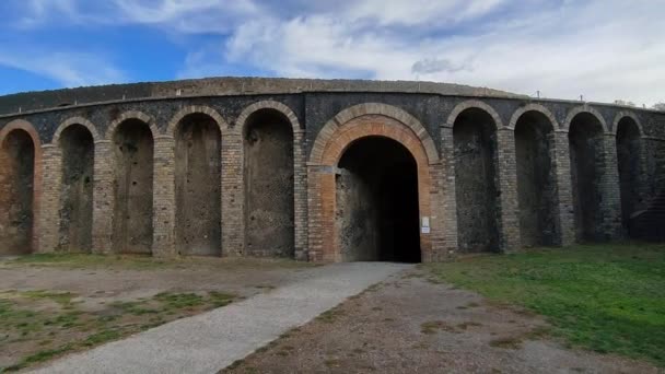 Pompeji Kampanien Italien Oktober 2021 Översikt Över Den Romerska Amfiteatern — Stockvideo