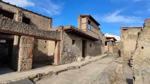 Pompeii Campania Italia Oktober 2021 Gambaran Persimpangan Castricio Dengan Vicolo — Stok Video