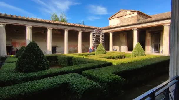 2021年10月14日 意大利坎帕尼亚庞培 古罗马昆托 波波佩奥 萨比诺 Quinto Poppeo Sabino 在庞培考古公园的住所Casa Del — 图库视频影像