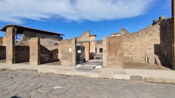 2021年10月14日 意大利坎帕尼亚庞培 庞培考古公园中的Dell Abbondanza街和Stabian浴场概览 — 图库视频影像