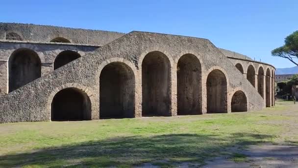 Pompeii Campania Italy October 2021 Overview Roman Amphitheater Archaeological Park — Stock Video