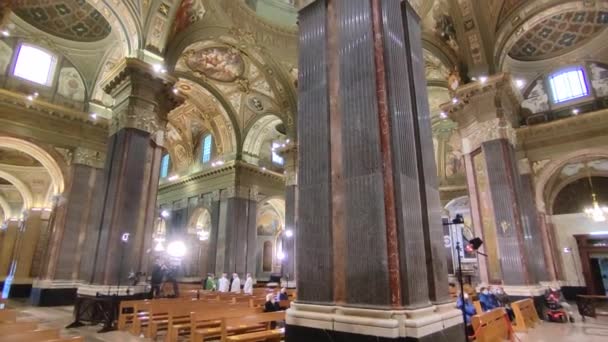 Pompei Campania Ottobre 2021 Interno Del Santuario Della Beata Vergine — Video Stock