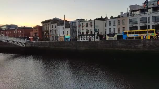 Dublin Ireland September 2021 Overview River Liffey Ormond Quay Lower — Stock Video