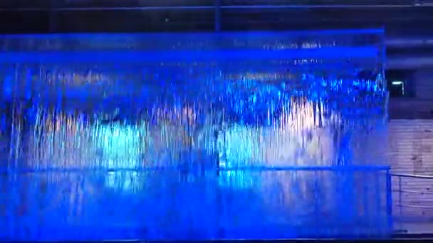 Dublin Ireland September 2021 Blue Illuminated Cascade Water Guinness Storehouse — Stock Video