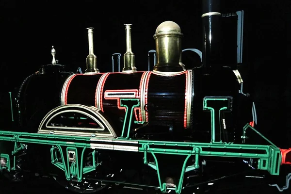 意大利坎帕尼亚波蒂奇 2021年8月27日 在国家铁路博物馆A馆展出的蒸汽机车 — 图库照片