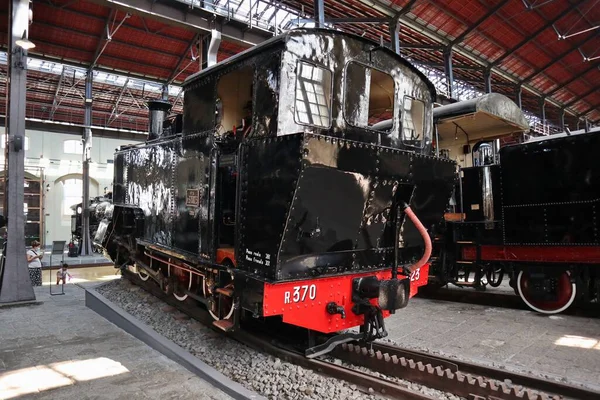 Portici Campanie Italie Août 2021 Locomotives Vapeur Exposées Dans Pavillon — Photo