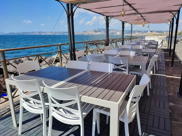 Portici Campania Italy August 2021 Outdoor Tables Coast National Railway — Stock Photo, Image
