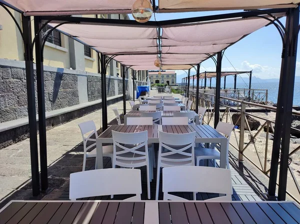 Portici Campania Italy August 2021 Outdoor Tables Coast National Railway — Stock Photo, Image