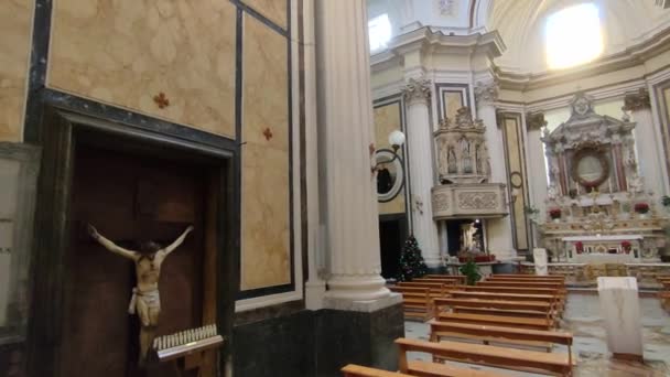 Naples Campania Italy December 2021 Overview Interior Seventeenth Century Church — Video
