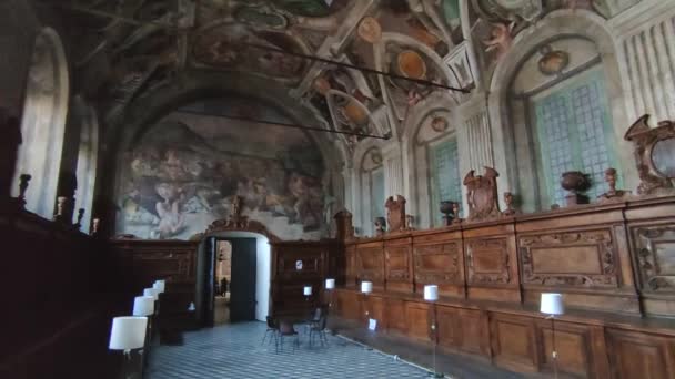 Nápoles Campania Italia Diciembre 2021 Panorámica Del Interior Sacristía Iglesia — Vídeos de Stock