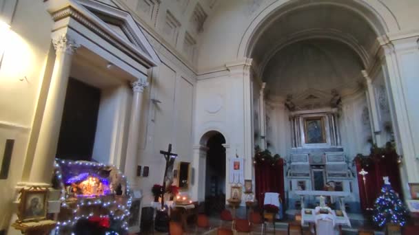 Nápoles Campania Italia Diciembre 2021 Descripción General Del Interior Iglesia — Vídeo de stock