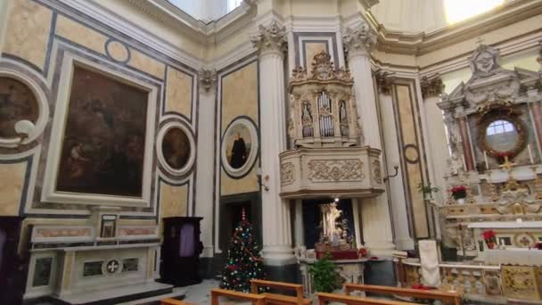 Naples Campania Italy December 2021 Overview Interior Seventeenth Century Church — стокове відео
