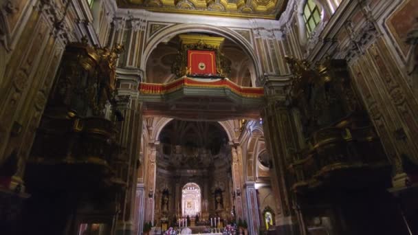 Νάπολη Καμπανία Ιταλία Ιανουαρίου 2022 Επισκόπηση Του Εσωτερικού Της Βασιλικής — Αρχείο Βίντεο