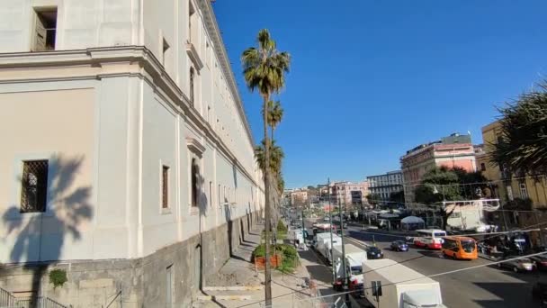 Napoli - Panoramica dell'Albergo dei Poveri dall'Orto Botanico — Stok video