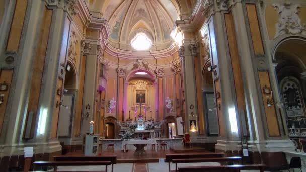 Νάπολη Καμπανία Ιταλία Ιανουαρίου 2022 Εσωτερική Επισκόπηση Της Εκκλησίας Του — Αρχείο Βίντεο