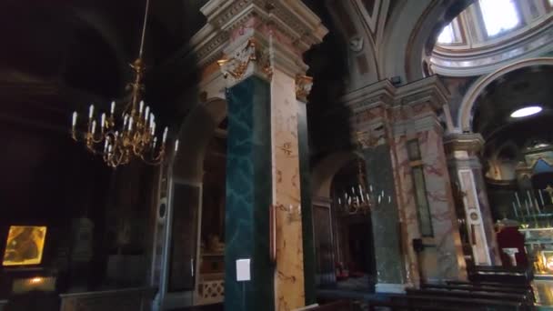 意大利坎帕尼亚那不勒斯 2022年1月17日 17世纪圣多梅尼科 索里亚诺教堂的内政概览 — 图库视频影像