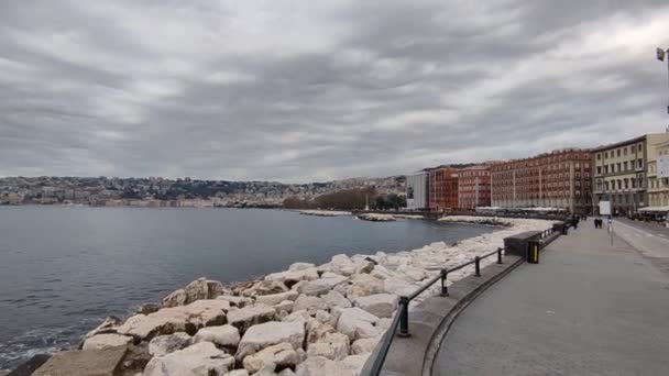 Neapel Kampanien Italien Februar 2022 Überblick Über Die Uferpromenade Der — Stockvideo