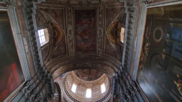 Nápoles Campania Italia Febrero 2022 Panorámica Del Interior Basílica Santa — Vídeos de Stock