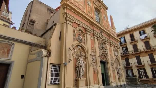 Nápoles Campania Itália Fevereiro 2022 Panorama Fachada Igreja Santa Teresa — Vídeo de Stock