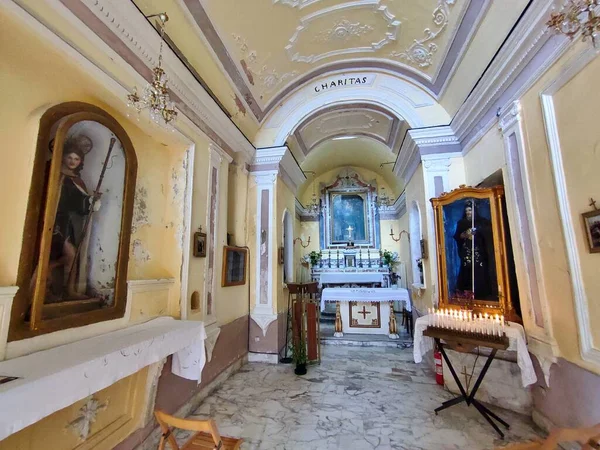 Procida Campania Italia Octubre 2021 Interior Pequeña Iglesia San Rocco —  Fotos de Stock