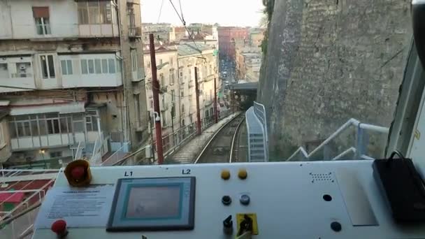 Naples Campania Italy February 2022 Overview City Cabin Montesanto Funicular — Stock Video