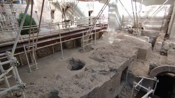 Napoli Campania Talya Şubat 2022 Santa Chiara Anıtsal Kompleksinin Arkeolojik — Stok video