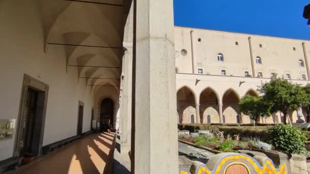 Napoli Campania Talya Şubat 2022 Yüzyıldan Kalma Santa Chiara Anıtsal — Stok video