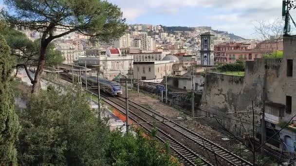 Napels Campanië Italië Februari 2022 Metrotrein Lijn Vertrekt Vanaf Mergellina — Stockvideo