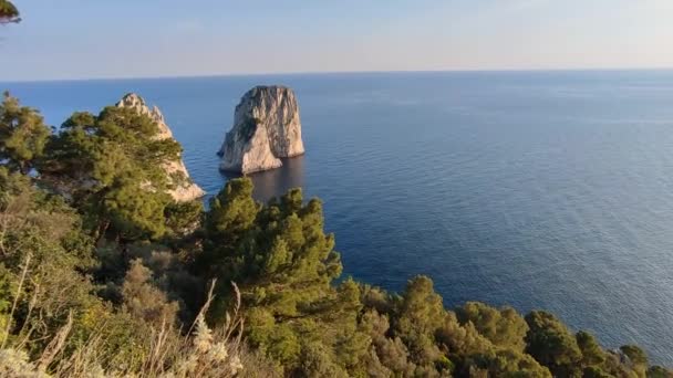 Capri Campania Itália Março 2022 Panorama Costa Belvedere Tragara — Vídeo de Stock