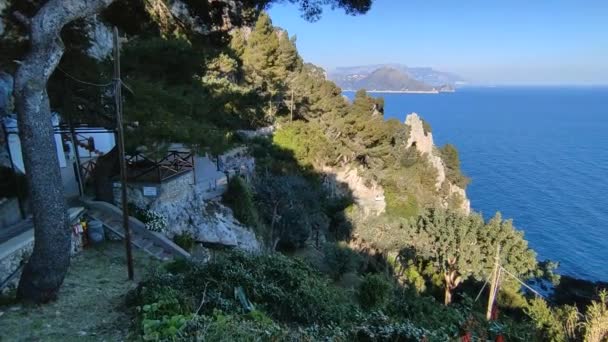Capri Campania Italia Marzo 2022 Panoramica Dal Belvedere Arco Naturale — Video Stock