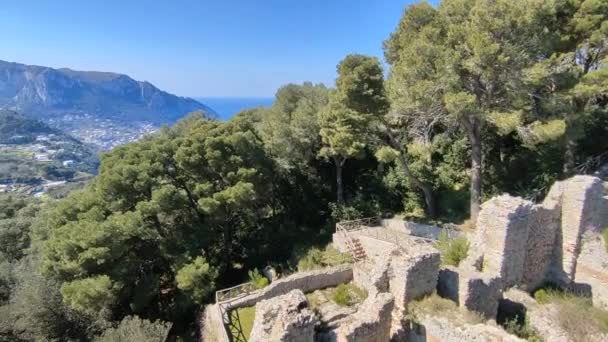 Capri Campania Itália Março 2022 Panorama Das Ruínas Romanas Villa — Vídeo de Stock