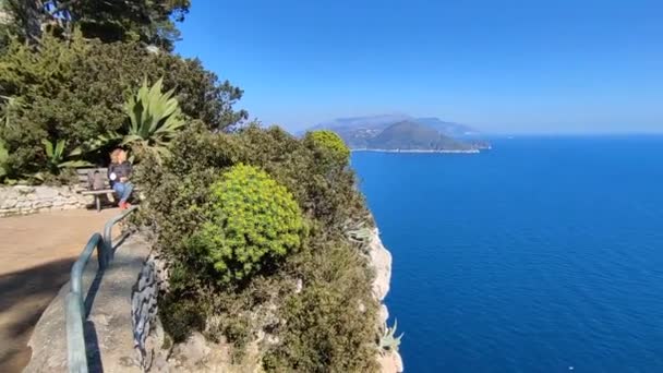 Capri Campania Itália Março 2022 Panorama Salto Tiberio Sítio Arqueológico — Vídeo de Stock