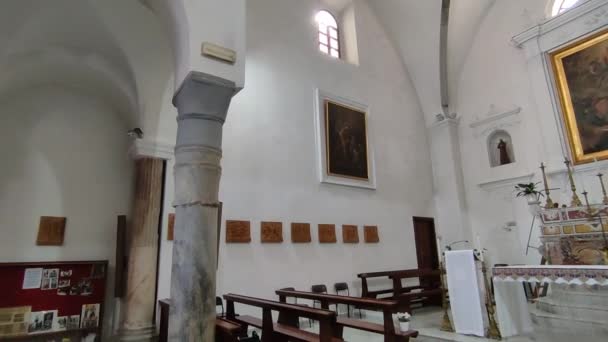 Capri Kampánie Itálie Března 2022 Interiérový Přehled Středověkého Kostela San — Stock video