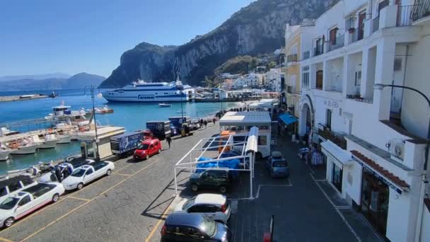 Capri Kampánie Itálie Března 2022 Přehled Přístavu Marina Grande Pobřežní — Stock video