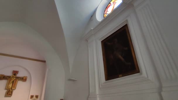 Capri Campania Italy Березня 2022 Внутрішній Огляд Середньовічної Церкви Сан — стокове відео