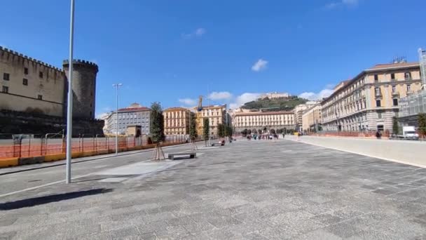 Napoli Campania Talya Nisan 2022 Yeniden Yapılanma Çalışmaları Sonrasında Piazza — Stok video