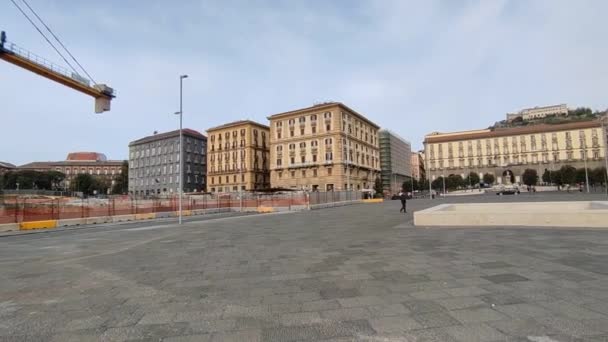 Napoli Campania Talya Nisan 2022 Yeniden Yapılanma Çalışmaları Sonrasında Piazza — Stok video