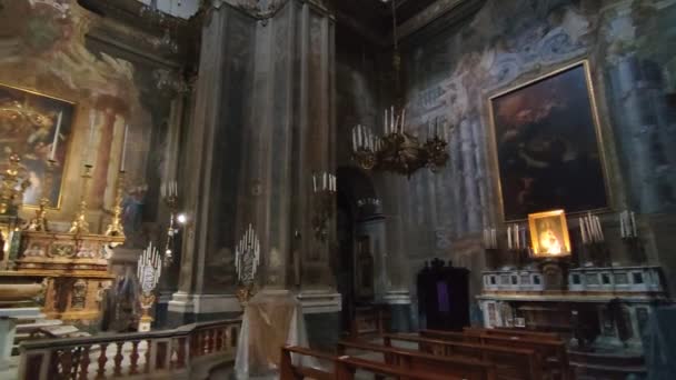 Naples Campania Italy April 2022 Overview Interior Seventeenth Century Church — Video Stock