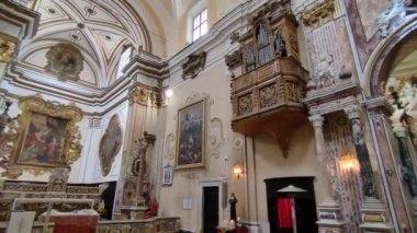 Benevento, Campania, Italy - May 8, 2022: Interior overview of the seventeenth-century Church of the Annunziata, also known as the Church of Santa Rita