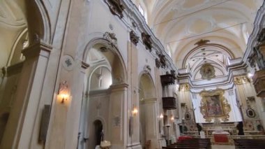 Benevento, Campania, Italy - May 8, 2022: Interior overview of the seventeenth-century Church of the Annunziata, also known as the Church of Santa Rita