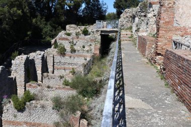 Capri, Campania, Italy - March 13, 2022: Roman ruins of Villa Jovis, one of the villas of Emperor Tiberius on the island of Capri